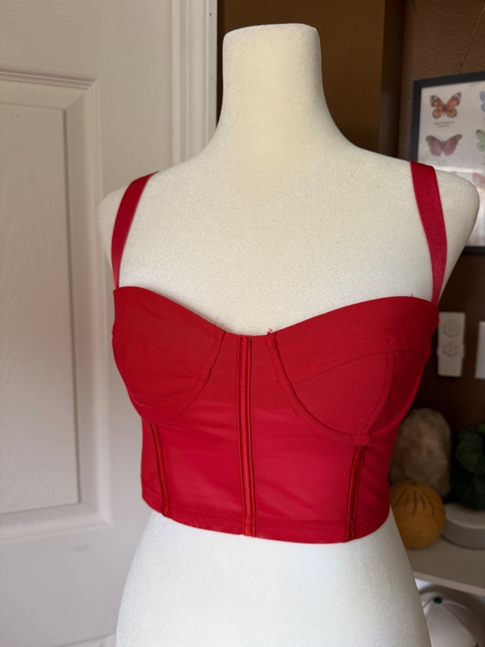 Edikted Red Bustier Corset Crop Top Tank / Size S